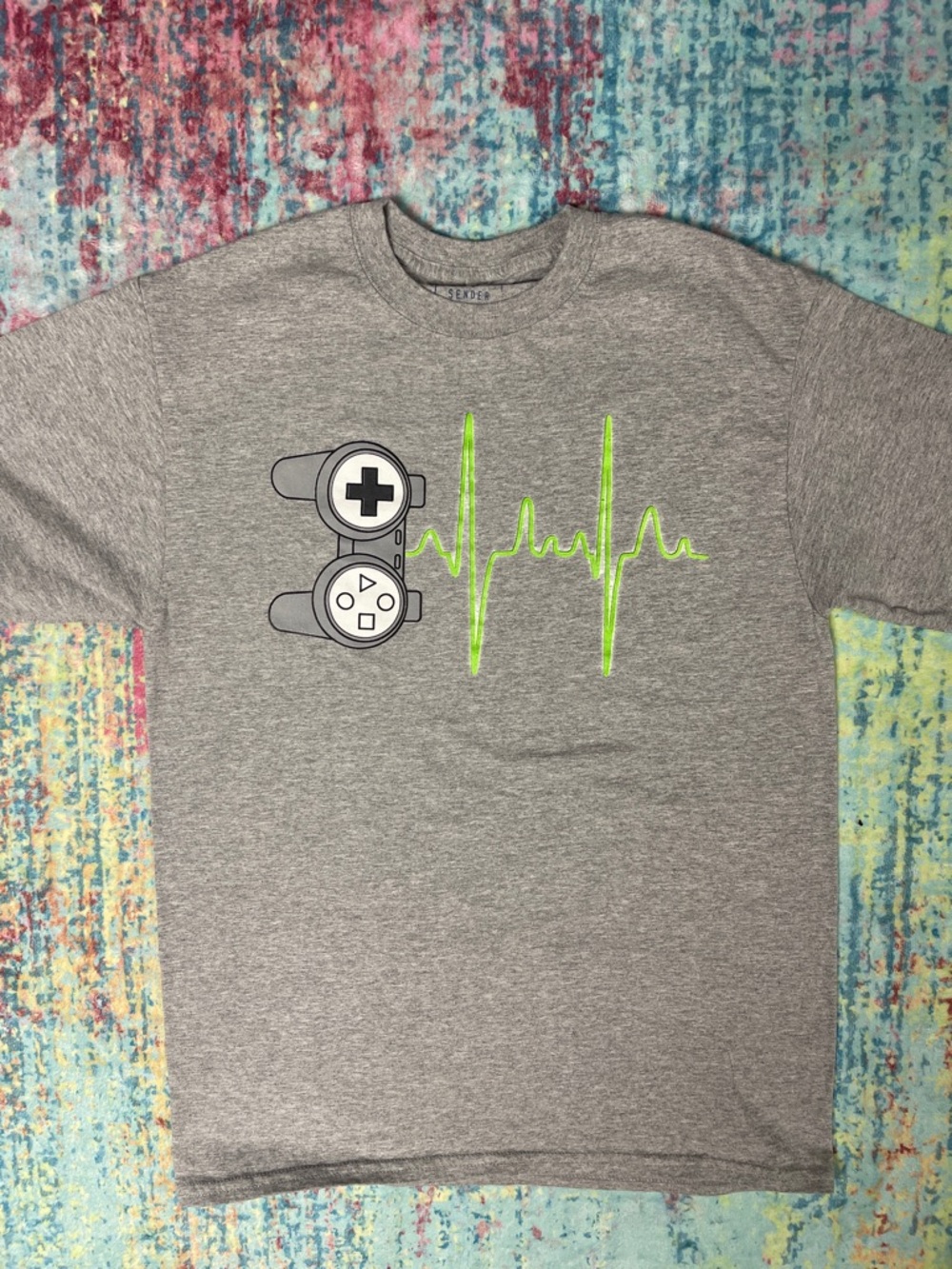 Gray Graphic Gaming Heartbeat Tee - Unbranded